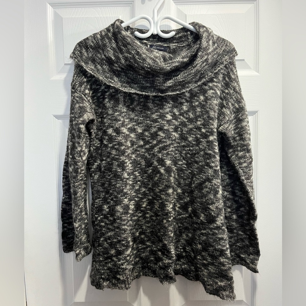 Anne Klein Women's Black and Gray Variegated Lightweight Mohair Sweater XL
